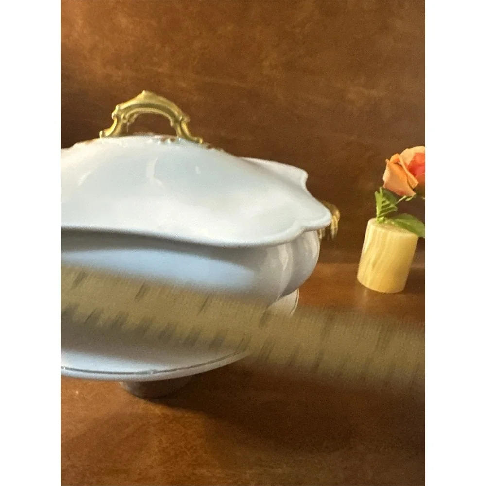 Antique Haviland Limoges H&C France Gold Gilt Lidded Covered Caserole 1890s